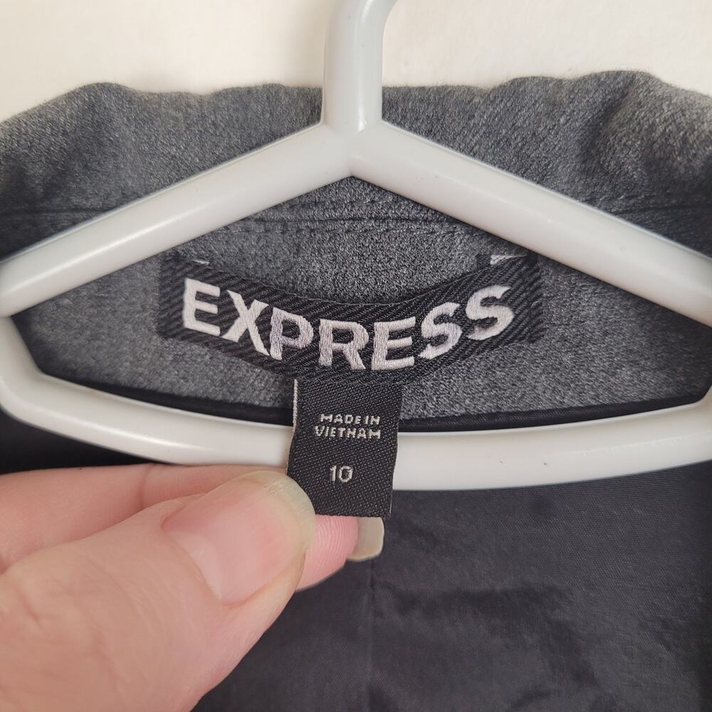 Express Editor One Button Grey Fitted Blazer Size… - image 6